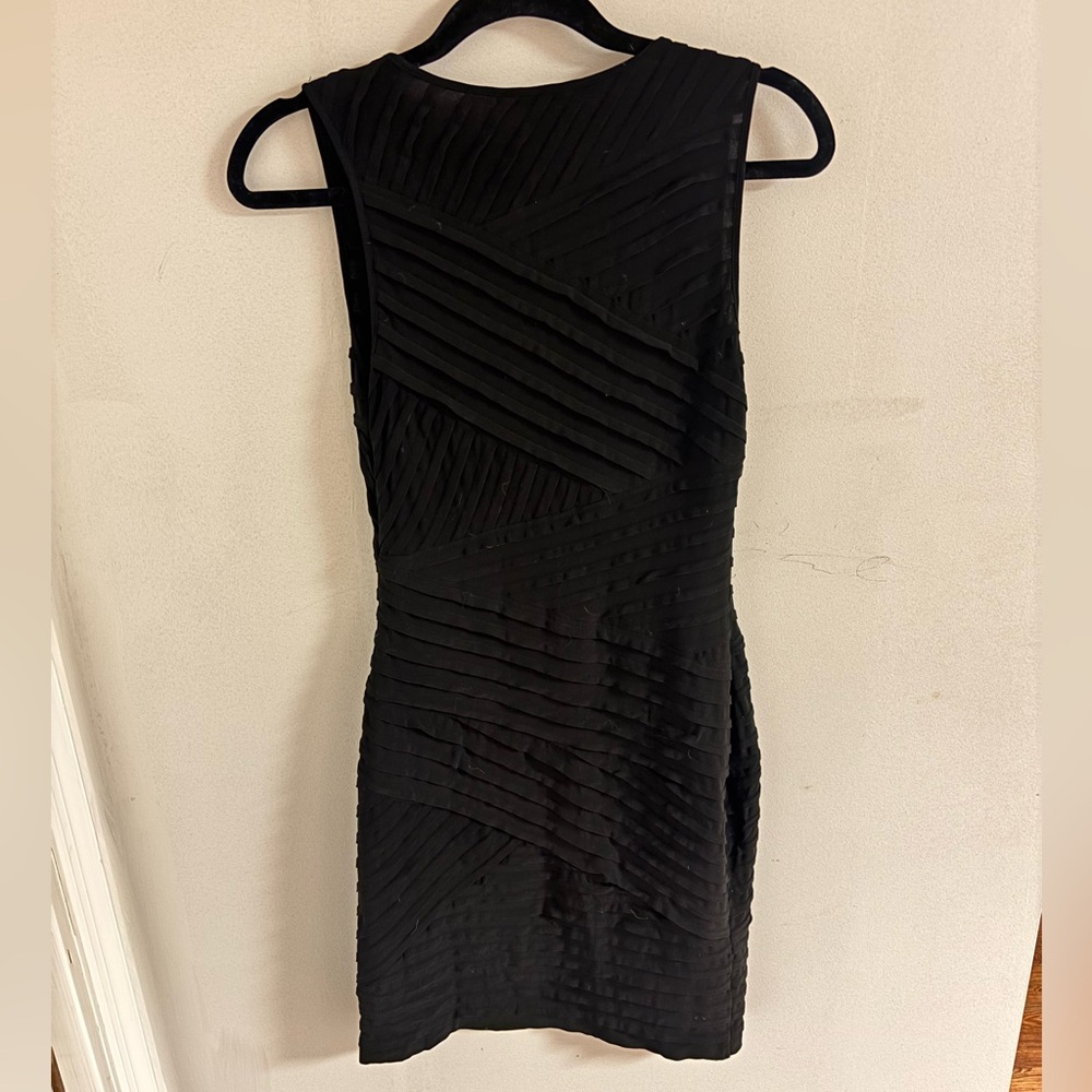 Calvin Klein Pleated Textured Black Mini Dress